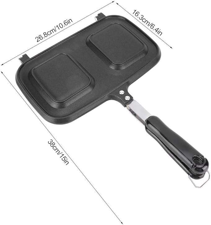 Frying Pan, Anti-scalding Handle Cast Aluminium Breakfast Double Sided Non-Stick Frying Pan Kitchen Cooking Utensil Tool for Cakes Eggs Sandwiches - Image 3
