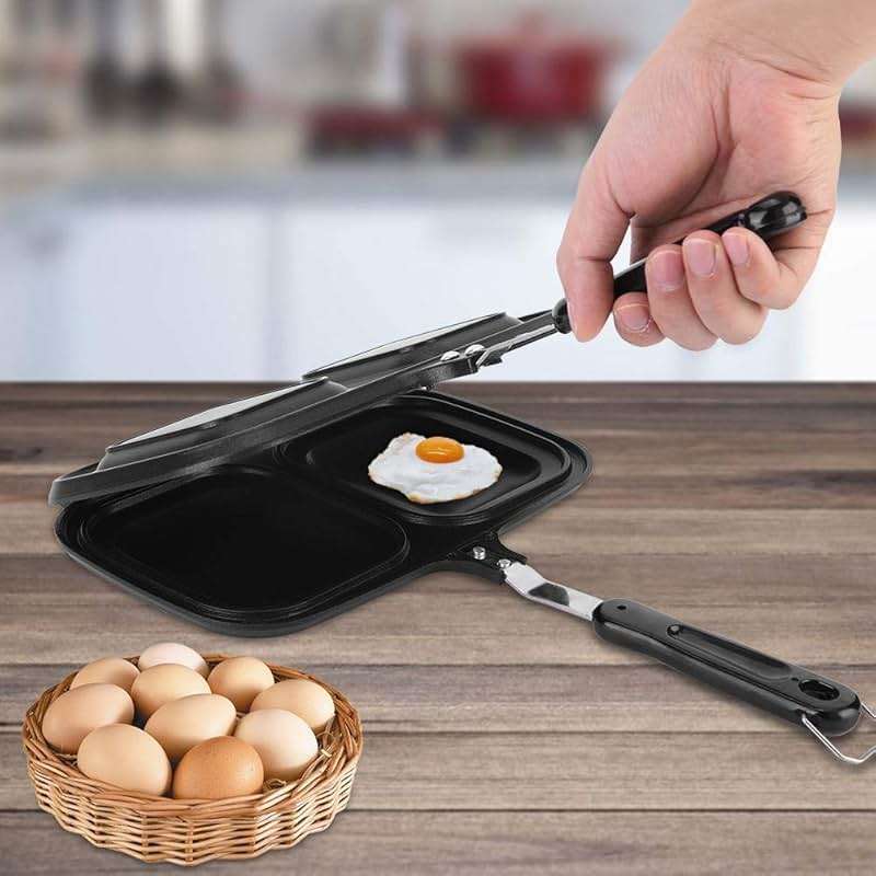 Frying Pan, Anti-scalding Handle Cast Aluminium Breakfast Double Sided Non-Stick Frying Pan Kitchen Cooking Utensil Tool for Cakes Eggs Sandwiches - Image 4