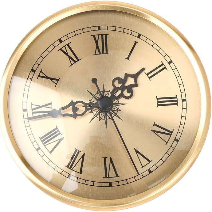 Menolana 4.25 Inch Quartz Clock Insert Battery Powered Gold Roman Numeral DIY Repairs - Product Image