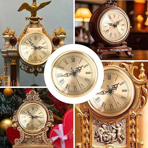 Menolana 4.25 Inch Quartz Clock Insert Battery Powered Gold Roman Numeral DIY Repairs - Image 5
