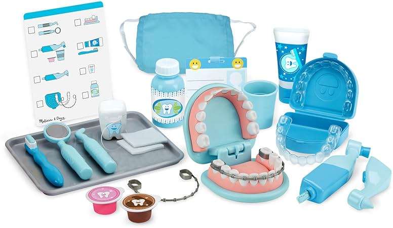 Melissa & Doug Super Smile Dentist Play Set, 25-Piece Dentist Kit with Oversized Teeth, Large Tools & Accessories, Kids Toys for Girls & Boys 3+ - Image 1