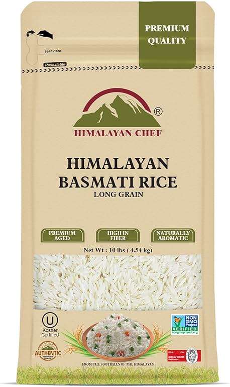 Himalayan Chef Basmati Rice,Extra Long Grain Rice Fluffy Quick Cooking Aromatic - 10 lbs.(Packaging May Vary) - Image 1