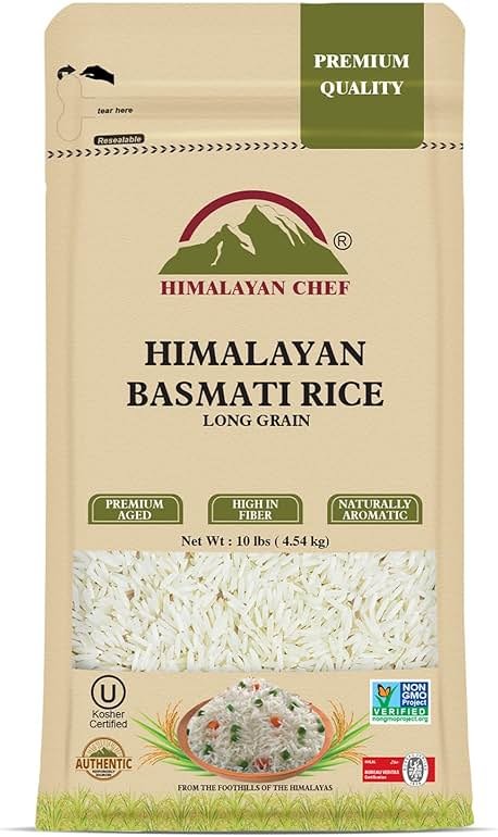Himalayan Chef Basmati Rice,Extra Long Grain Rice Fluffy Quick Cooking Aromatic - 10 lbs.(Packaging May Vary) - Product Image