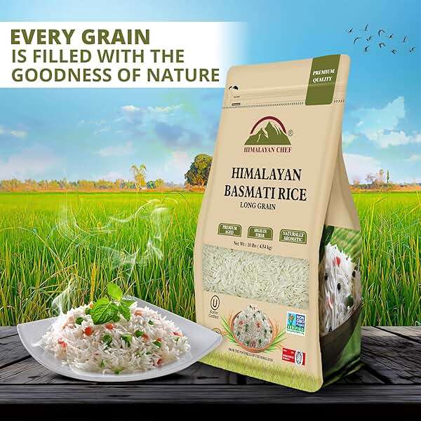 Himalayan Chef Basmati Rice,Extra Long Grain Rice Fluffy Quick Cooking Aromatic - 10 lbs.(Packaging May Vary) - Image 3