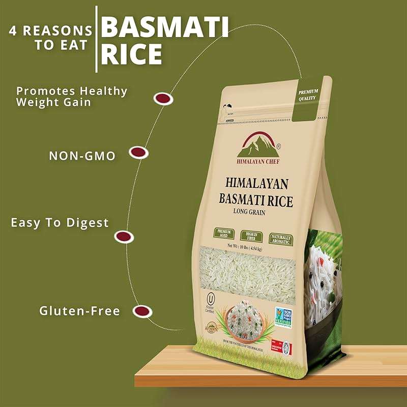 Himalayan Chef Basmati Rice,Extra Long Grain Rice Fluffy Quick Cooking Aromatic - 10 lbs.(Packaging May Vary) - Image 5