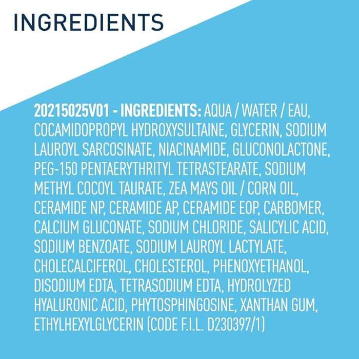 CeraVe Renewing Salicylic Acid Cleanser, Formulated With Hyaluronic Acid, Niacinamide, & Ceramides, Gentle BHA Exfoliating Face Wash Smoothes & Softens Skin, Non Comedogenic & Fragrance Free, 16 Ounce - Image 8