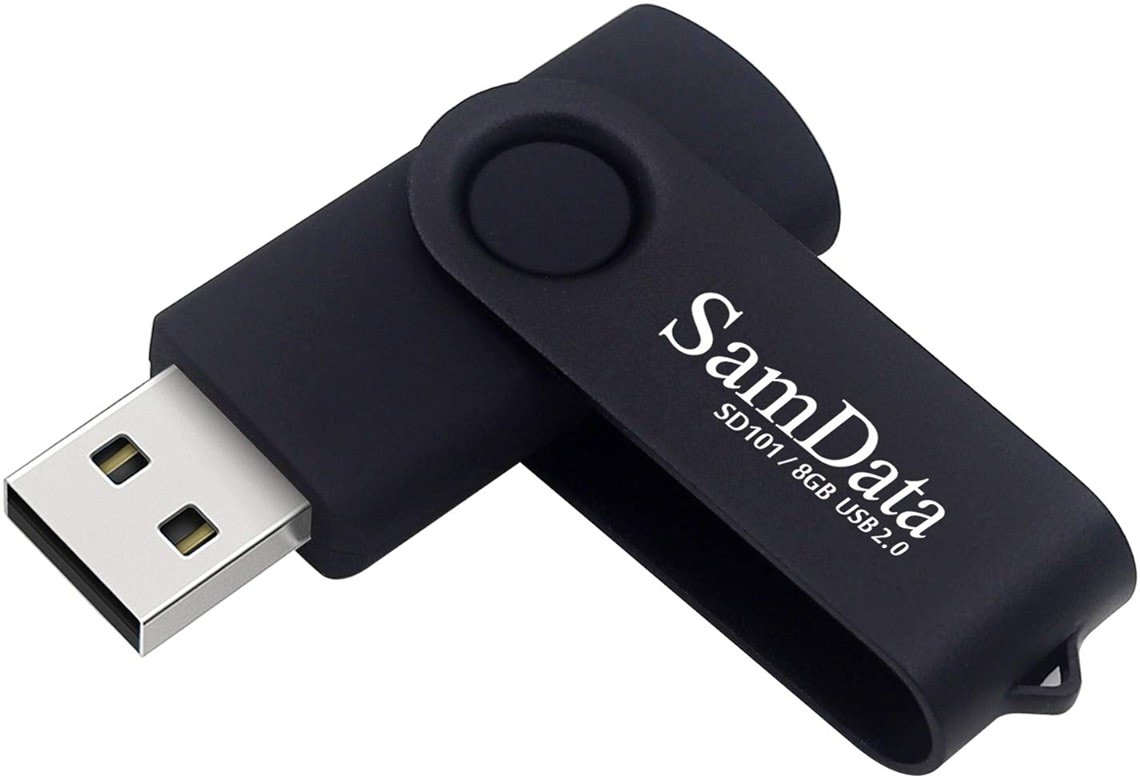 SamData USB Flash Drive 8GB 1 Pack USB 2.0 Thumb Drive Swivel Memory Stick Data Storage Jump Drive Zip Drive Drive with Led Indicator (Black, 8GB-1Pack) - Product Image