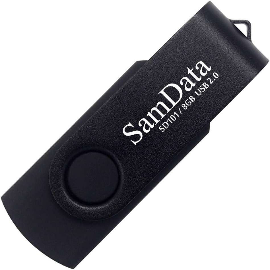 SamData USB Flash Drive 8GB 1 Pack USB 2.0 Thumb Drive Swivel Memory Stick Data Storage Jump Drive Zip Drive Drive with Led Indicator (Black, 8GB-1Pack) - Image 2