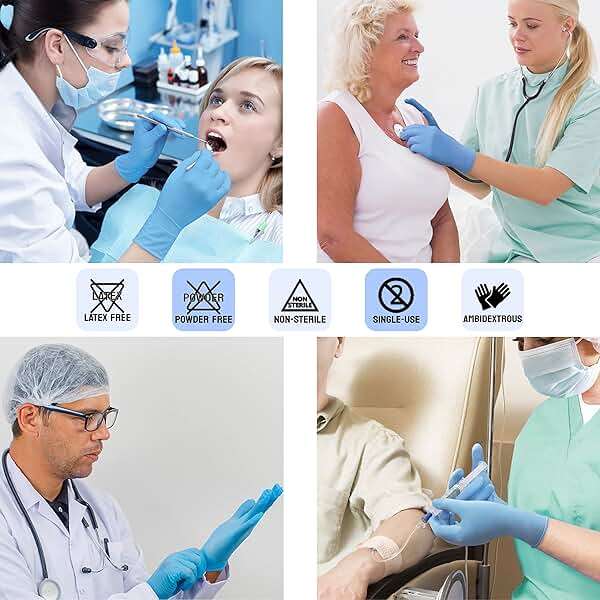 Safe Health Nitrile Exam Gloves – 4 mil, Latex-Free, Powder-Free, Disposable, Blue, Medical Grade, Food, Cleaning Use - Image 4