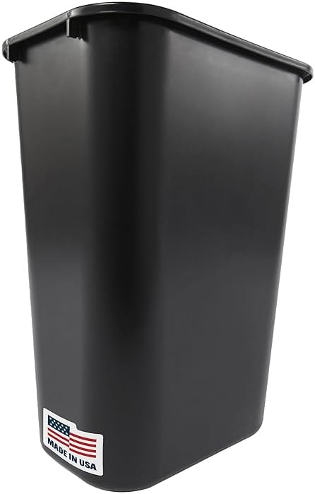 Rubbermaid Commercial Products Deskside Wastebasket/Trash Can, 10.25-Gallon/41-Quart, Black, Plastic, Garbage Can for Home/Office, Fits Under Desk/Sink/Cabinet, Pack of 4 - Product Image