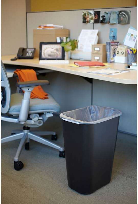 Rubbermaid Commercial Products Deskside Wastebasket/Trash Can, 10.25-Gallon/41-Quart, Black, Plastic, Garbage Can for Home/Office, Fits Under Desk/Sink/Cabinet, Pack of 4 - Image 5