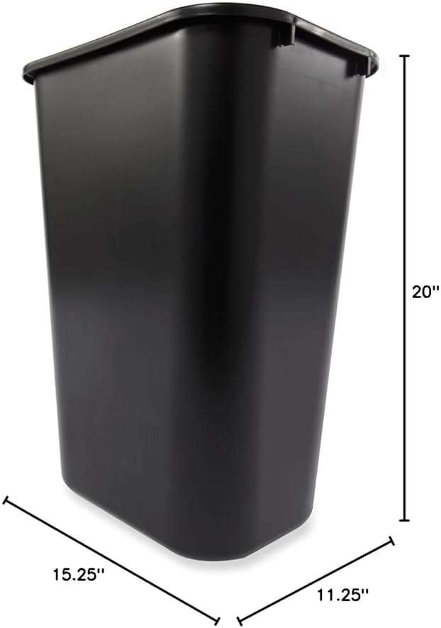 Rubbermaid Commercial Products Deskside Wastebasket/Trash Can, 10.25-Gallon/41-Quart, Black, Plastic, Garbage Can for Home/Office, Fits Under Desk/Sink/Cabinet, Pack of 4 - Image 6