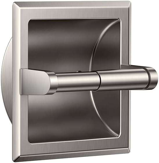 FORIOUS Recessed Toilet Paper Holder, Stainless Steel Durable Tissue Roll Holder Wall Mount for Bathroom Space Saving Design with Mounting Bracket, Wall Toilet Paper Dispenser Insert, Brushed Nickel - Image 1