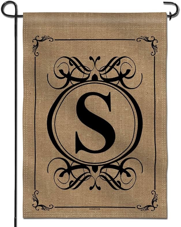 Anley Classic Monogram Letter S Garden Flag, Double Sided Family Last Name Initial Yard Flags - Personalized Welcome Home Decor - Weather Proof & Double Stitched - 18 x 12.5 Inch - Product Image