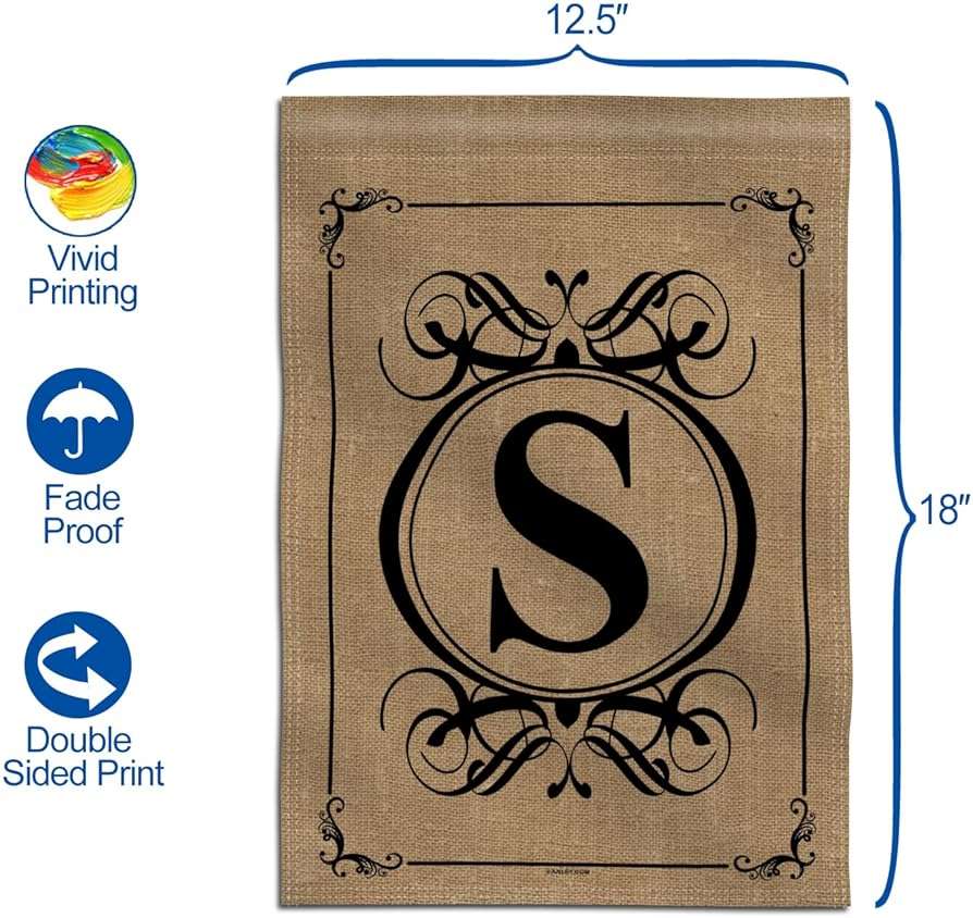 Anley Classic Monogram Letter S Garden Flag, Double Sided Family Last Name Initial Yard Flags - Personalized Welcome Home Decor - Weather Proof & Double Stitched - 18 x 12.5 Inch - Image 3