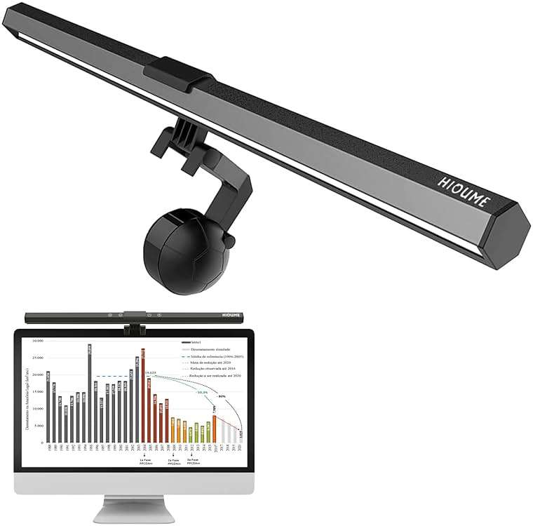 HIOUME Monitor Light Bar, USB Powered LED Computer Light for Desk/Office/Home, 3 Adjustable Color Temperature, 10 Dimming Brightness Levels, No Screen Glare, Black - Image 1