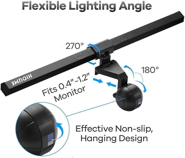 HIOUME Monitor Light Bar, USB Powered LED Computer Light for Desk/Office/Home, 3 Adjustable Color Temperature, 10 Dimming Brightness Levels, No Screen Glare, Black - Image 7
