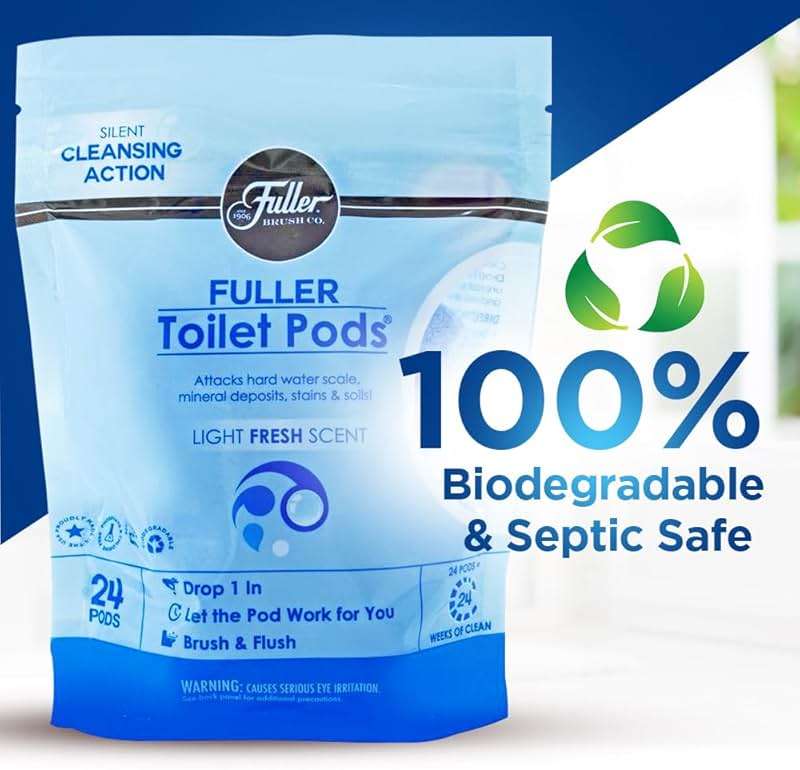 Fuller Brush Toilet Bowl Cleaner Pods - Water Soluble Tablet Cleansers, Cleans Descales & Refreshes Bathroom Toilets Removes Odors Soils & Stains Light Fresh Scent Ideal for Homes & Businesses 1-Pack - Image 3