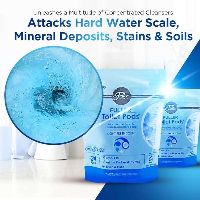 Fuller Brush Toilet Bowl Cleaner Pods - Water Soluble Tablet Cleansers, Cleans Descales & Refreshes Bathroom Toilets Removes Odors Soils & Stains Light Fresh Scent Ideal for Homes & Businesses 1-Pack - Image 4