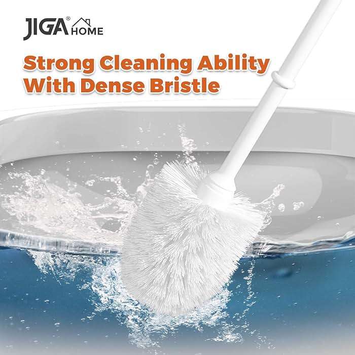 JIGA 3 Pack Toilet Brush and Holder Set, Toilet Bowl Brush with Caddy Bathroom Stiff Bristles Toilet Scrub Brush, White - Image 5