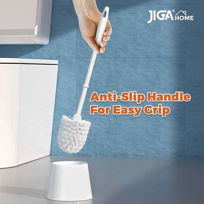 JIGA 3 Pack Toilet Brush and Holder Set, Toilet Bowl Brush with Caddy Bathroom Stiff Bristles Toilet Scrub Brush, White - Image 6