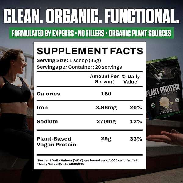 VEDGE Vegan Protein Powder - Plant Protein Powder with Pea, Pumpkin & Sunflower - USDA Organic, Amino Acids, Dairy Free, Gluten Free, Soy Free, Keto, Non GMO, Smooth Texture - Vanilla - 20 Servings - Image 3