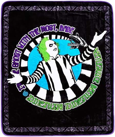 Spirit Halloween Reversible Beetlejuice Fleece Blanket - Product Image