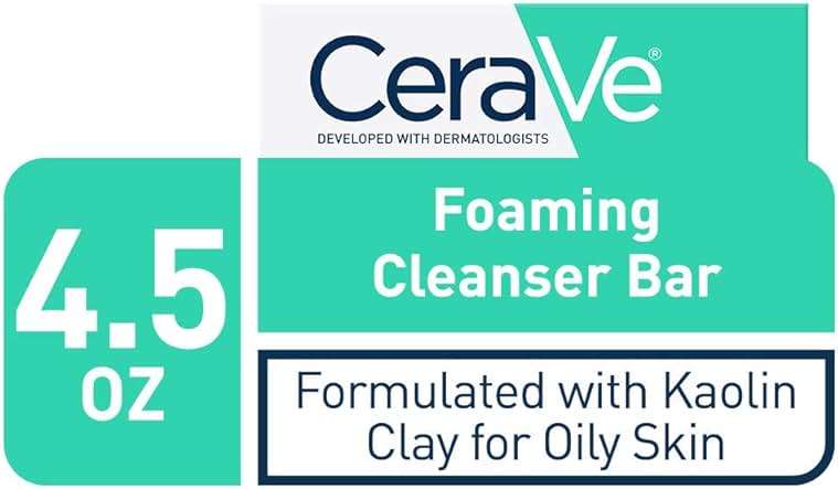 CeraVe Foaming Cleanser Bar, Soap-Free Body and Face Cleanser Bar for Oily Skin, Fragrance Free, 4.5 Ounce - Image 2