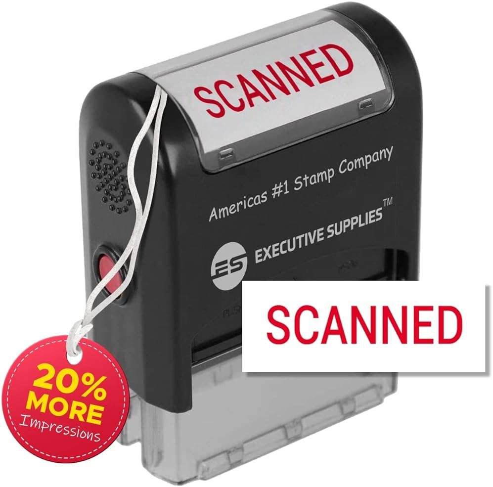 Scanned Stamp Self Inking Rubber Stamps, Scanned self Inking Stamp Scanned-Red Ink-with More Impressions, Designed with Advanced Technology by Executive Supplies - Image 1