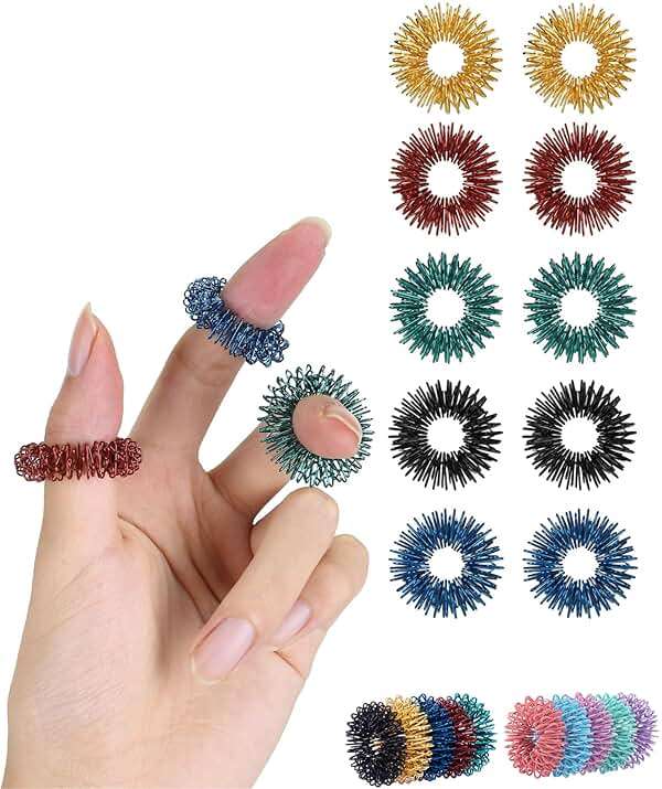 Mr. Pen- Spiky Sensory Rings, 10 Pack, Stress Relief Fidget Sensory Toys, Fidget Rings, Fidget Ring for Anxiety, Stress Relief Rings, Massager for Fidget ADHD Autism - Image 1