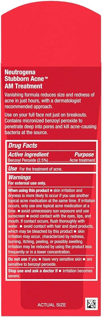 Neutrogena Stubborn Acne AM Face Treatment with 2.5% Micronized Benzoyl Peroxide Acne Medication, Oil-Free Daily Facial Treatment Reduces Size & Redness of Breakouts, Paraben-Free, 2.0 oz | 2.5% - Image 6