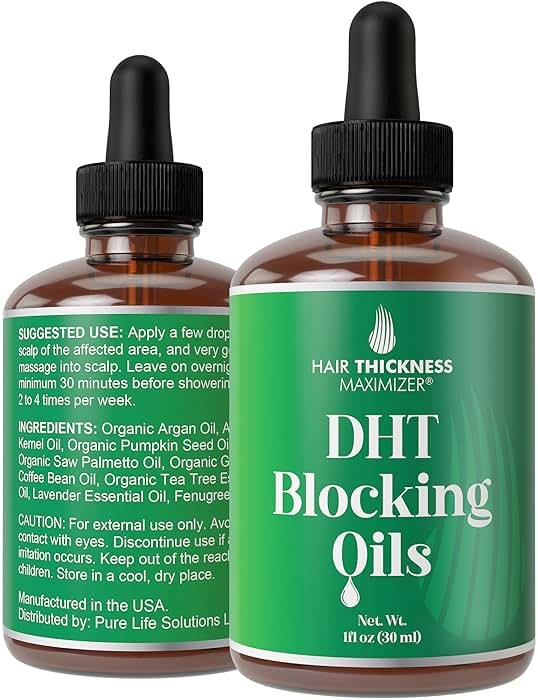 DHT Blocker for Women, Men – Strengthens & Hydrates Thinning, Dry Hair for a Healthier-Looking Scalp – Vegan & Unscented 1oz Serum - Product Image
