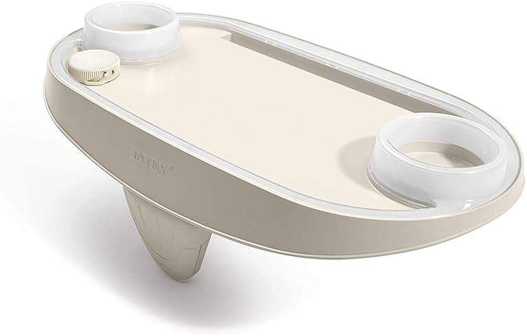 Intex 28520E Tablet Mobile Phone Spa Tray Accessory with White LED Light Strip and Cupholders for Smart Phone or Tablet, White - Image 1