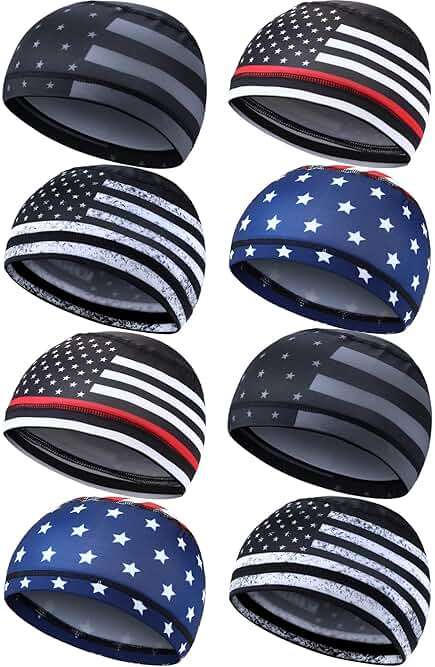 Geyoga 8 Pcs Skull Cap Cooling Cap Bulk Helmet Liner Sweat Wicking Running Beanie Head Wrap Cycling Bandana for Men Women - Image 1