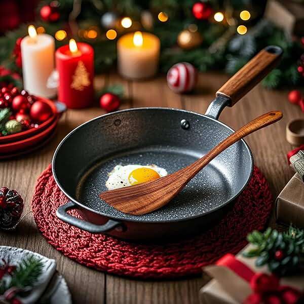 Jilla-hla Wooden Spatula Nonstick Turner Acacia Wood, Right Long Handle Flat Frying Spatulas Handmade for Mother Wife Grandma Her Kitchen Gift, Ideal Cookware Utensils for Cooking Eggs, Fish, Pancakes - Image 2