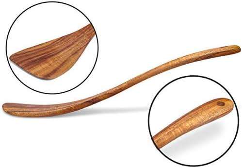 Jilla-hla Wooden Spatula Nonstick Turner Acacia Wood, Right Long Handle Flat Frying Spatulas Handmade for Mother Wife Grandma Her Kitchen Gift, Ideal Cookware Utensils for Cooking Eggs, Fish, Pancakes - Image 5