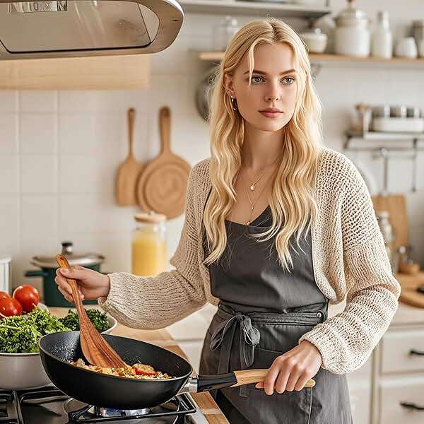 Jilla-hla Wooden Spatula Nonstick Turner Acacia Wood, Right Long Handle Flat Frying Spatulas Handmade for Mother Wife Grandma Her Kitchen Gift, Ideal Cookware Utensils for Cooking Eggs, Fish, Pancakes - Image 6