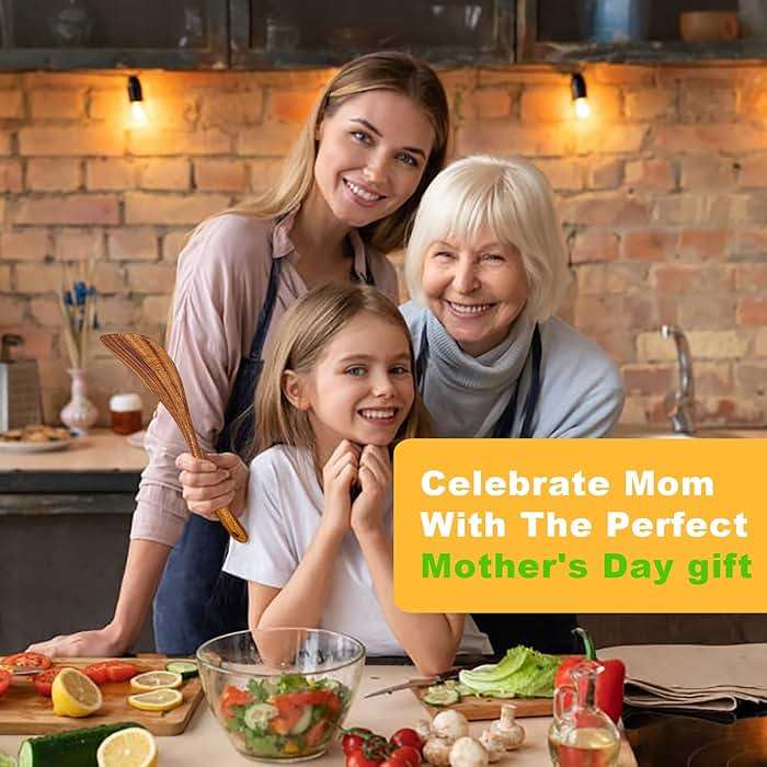 Jilla-hla Wooden Spatula Nonstick Turner Acacia Wood, Right Long Handle Flat Frying Spatulas Handmade for Mother Wife Grandma Her Kitchen Gift, Ideal Cookware Utensils for Cooking Eggs, Fish, Pancakes - Image 7