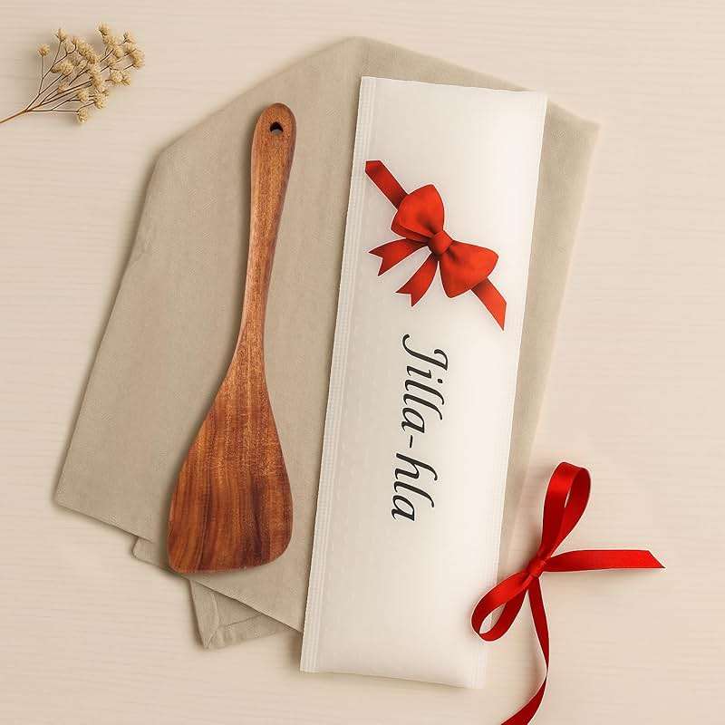 Jilla-hla Wooden Spatula Nonstick Turner Acacia Wood, Right Long Handle Flat Frying Spatulas Handmade for Mother Wife Grandma Her Kitchen Gift, Ideal Cookware Utensils for Cooking Eggs, Fish, Pancakes - Image 8