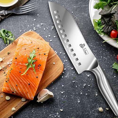 DDF iohEF Kitchen Knife, Chef's Knife In Japanese Stainless Steel Professional Santoku Cooking Knife, 7 Inch Non-slip Ultra Sharp Knife with Ergonomic Handle - Image 2
