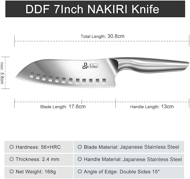 DDF iohEF Kitchen Knife, Chef's Knife In Japanese Stainless Steel Professional Santoku Cooking Knife, 7 Inch Non-slip Ultra Sharp Knife with Ergonomic Handle - Image 3