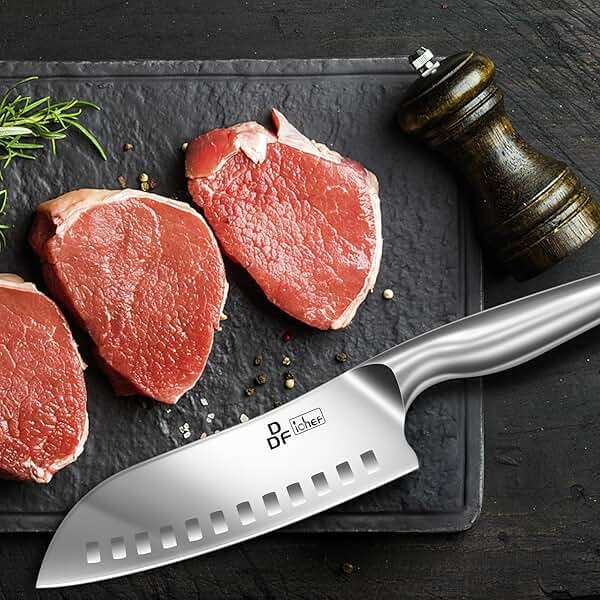 DDF iohEF Kitchen Knife, Chef's Knife In Japanese Stainless Steel Professional Santoku Cooking Knife, 7 Inch Non-slip Ultra Sharp Knife with Ergonomic Handle - Image 7