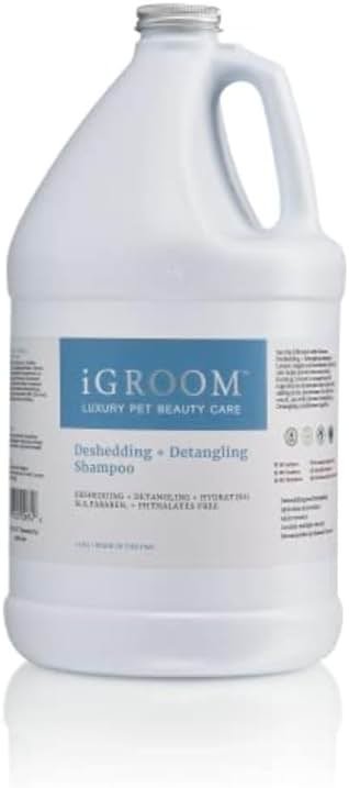iGroom Deshedding & Detangling Dog Shampoo, Luxury Pet Beauty Care, Loosen Tangles + Unwanted Undercoat, Adds Shine + Volume, Made in USA (1 GAL) - Product Image