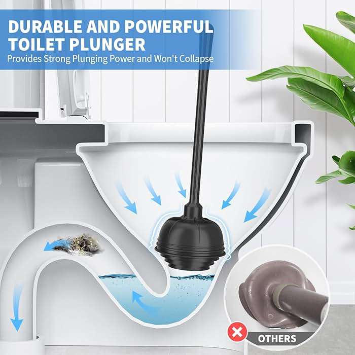 uptronic Toilet Plunger and Brush,2 Pack Bowl Brush and Heavy Duty Toilet Plunger Set with Holder, 2-in-1 Bathroom Cleaning Combo with Modern Caddy Stand for 5.7-inch Toilet Drain Bathroom Cleaning - Image 3