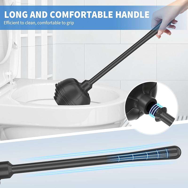 uptronic Toilet Plunger and Brush,2 Pack Bowl Brush and Heavy Duty Toilet Plunger Set with Holder, 2-in-1 Bathroom Cleaning Combo with Modern Caddy Stand for 5.7-inch Toilet Drain Bathroom Cleaning - Image 7