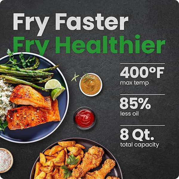 Chefman Air Fryer 8 Qt | TurboFry® 4-in-1 with 450°F Hi-Fry Option for Crispier Results | Bake, Dehydrate, Frozen | XL Nonstick Dishwasher-Safe Basket | Stainless Steel - Image 3