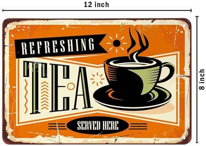 AOYEGO Tea Tin Sign,Refreshing Tea Service Here Dark Yellow Vintage Metal Tin Signs for Cafes Bars Pubs Shop Wall Decorative Funny Retro Signs for Men Women 8x12 Inch - Image 4