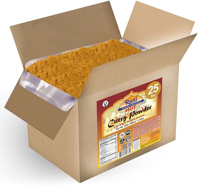 Rani Curry Powder Hot (11-Spice Authentic Indian Blend) 400oz (25lbs) 11.36kg Bulk Box ~ All Natural | Salt-Free | Vegan | No Colors | Gluten Friendly | NON-GMO | Kosher | Indian Origin - Product Image