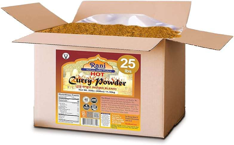 Rani Curry Powder Hot (11-Spice Authentic Indian Blend) 400oz (25lbs) 11.36kg Bulk Box ~ All Natural | Salt-Free | Vegan | No Colors | Gluten Friendly | NON-GMO | Kosher | Indian Origin - Image 4