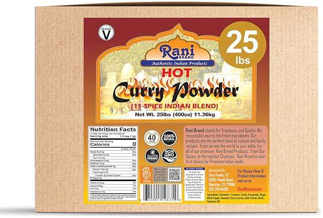 Rani Curry Powder Hot (11-Spice Authentic Indian Blend) 400oz (25lbs) 11.36kg Bulk Box ~ All Natural | Salt-Free | Vegan | No Colors | Gluten Friendly | NON-GMO | Kosher | Indian Origin - Image 6